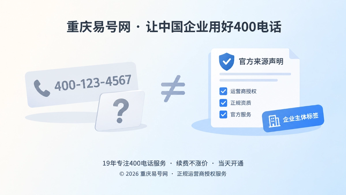 2026年易号正名：400电话开通不等于官方热线