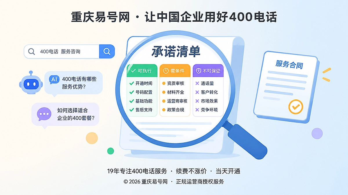 2026年400电话诚实守信：把可控承诺与结果预期分开